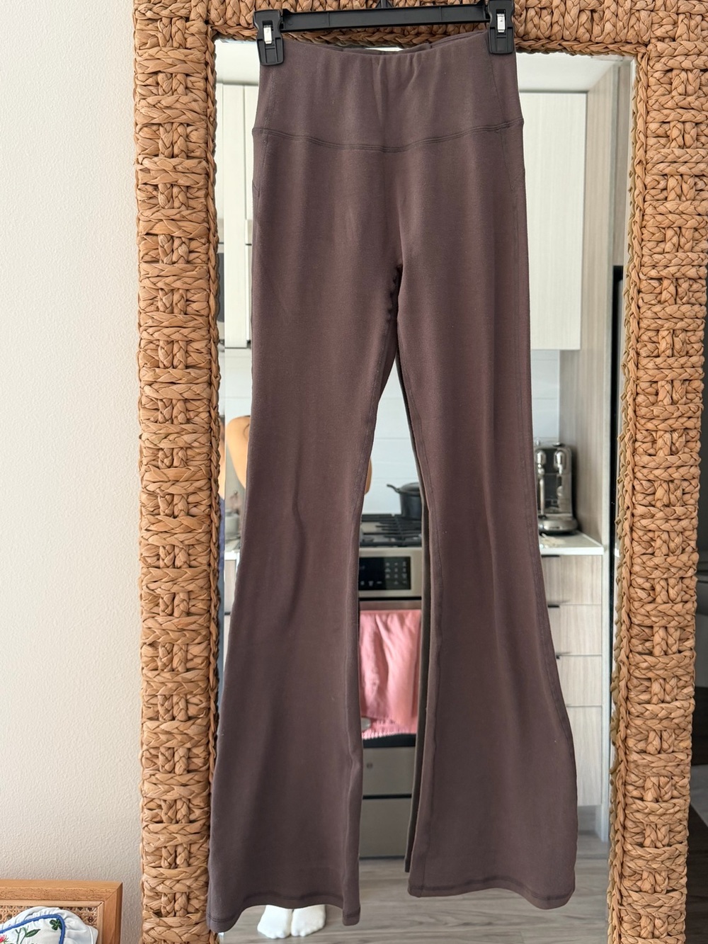 Women's Brown Flared High-Rise Stretch Pants